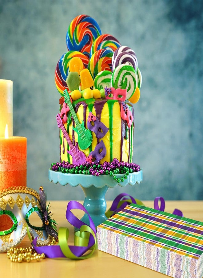 JarThenaAMCS مناديل ضيوف ماردي غرا من جارثينا إيه إم سي إس، 100 ورقة، مناديل ورقية ملونة بنقشة مربعات، للاستخدام مرة واحدة، مناديل ورقية مزخرفة بنقشة مربعات، مناسبة للحمامات ومستلزمات الحفلات وتزيين الطاولات، مقاس 4.3 × 7.8 بوصة - Image 4